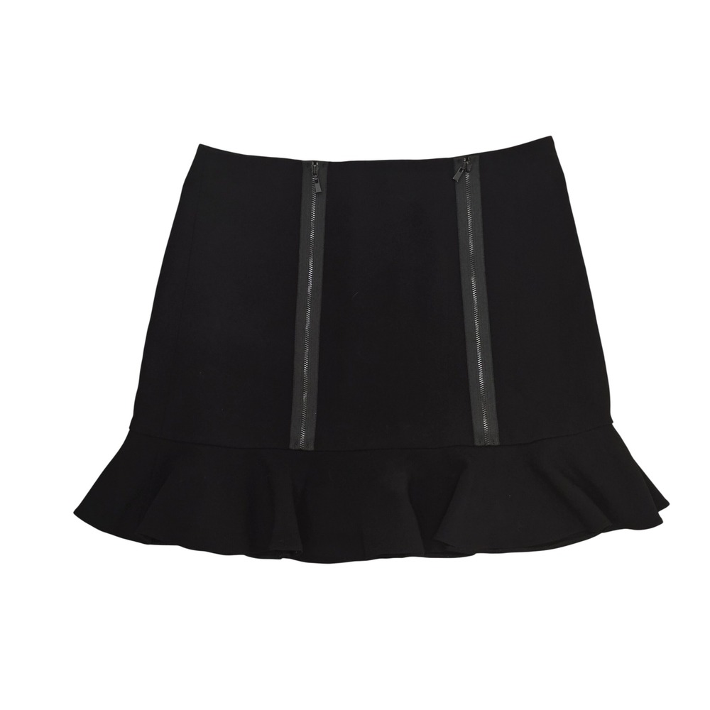 Robert Rodriguez Black Peplum Mini Skirt Double Front Zipper Size 8